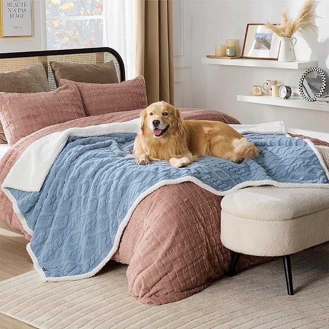 Bedsure Waterproof Dog Blankets for Large Dogs 60x80, Light
