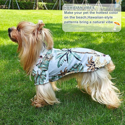 Dog Hawaiian Shirt Hawaii Style Summer Dog Clothes Boy Girl Breathable Cool Costume Beach Seaside Sweatshirt for Small Puppy Polo T-Shirt Pet Outfit