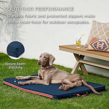 Bedsure Chewproof Durable Outdoor Waterproof Dog Bed with Heavy Duty Cover (44"x32", Navy