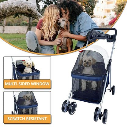 Puppy Small Dog Stroller 33lbs (Blue)