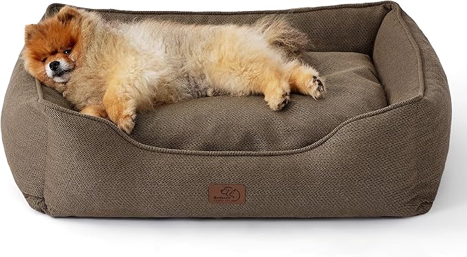 Bedsure Washable Dog Bed for Small Dogs 25x21x8inches, Brown