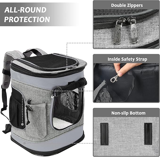 Kritter Planet Pet Carrier Backpack for Dogs and Cats, Breathable Pet Backpack with 2 Mesh Window,Portable Pet Carrier for Camping