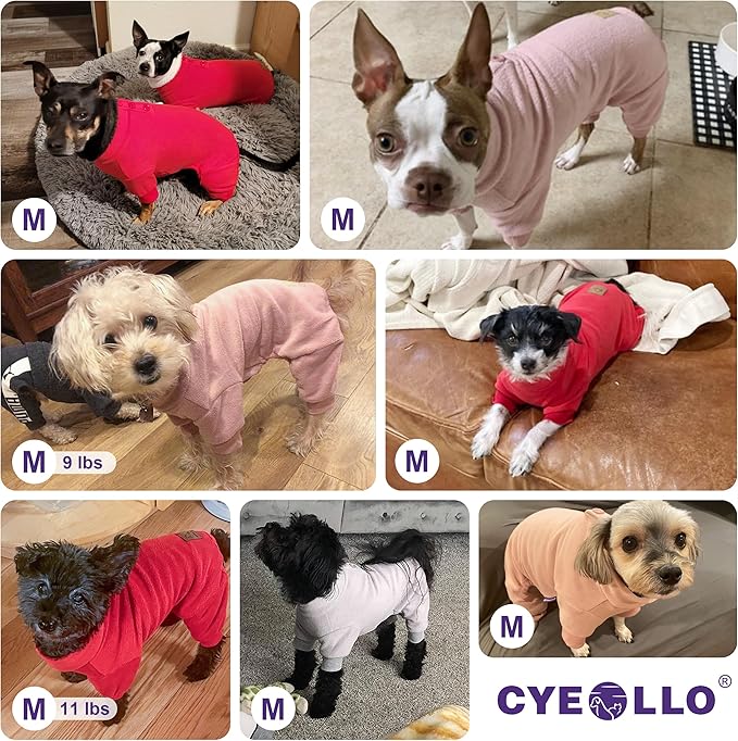 cyeollo Dog Pajamas Warm Fleece Dog Coat Pjs Thermal Sweater Dog Onesie Stretchy Winter Doggie Jumpsuit Pet Outfits for Small Dogs