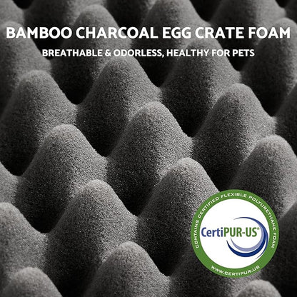 Soft Supportive Certipur-Us Certified Egg Crate Foam Dog Bed for Large Dogs (35" x 25" x 7", Up 75LBs)