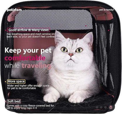 Top Load Pet Carrier for Large and Medium Cats, Small Dogs. Easy to get cat in, Carry, Storage, Clean and Escape Proof (Pink)