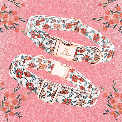 Lionheart glory Dog Collar Fall Dog Collars with Bow Tie Flower Print Dog Collar Bow Female Male Pet Collar Dogs Collar Bows Duty Adjustable Dog Bow Collars for Small Dogs