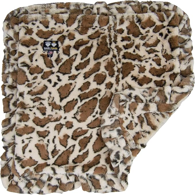 Bessie and Barnie Giraffe Luxury Ultra Plush Faux Fur Pet, Dog, Cat, Puppy Super Soft Reversible Blanket (Multiple Sizes)