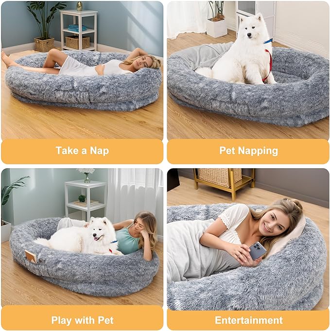 MAROUTE Large Dog Bed 63" Luxury 3D Memory