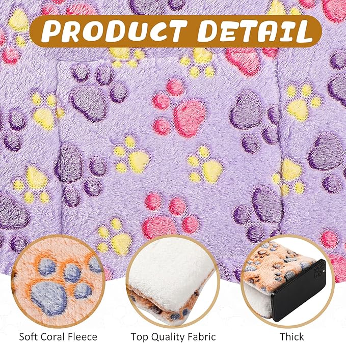 5 Pcs Guinea Pig Bed Mat Cute Cats Paw Print Blanket Bed for Small Animal Winter Soft Plush Bunny Dog Cat Bed Thickened Washable Reversible Fleece Crate Bed Mat Hamster Bedding (13 x 18.5 Inch)