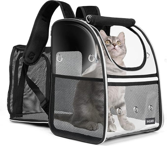 BAGLHER Expandable Pet Carrier Backpack，Pet Bubble Backpack for Small Cats Puppies Dogs Bunny, Airline-Approved Ventilate Transparent Capsule Backpack for Travel, Hiking and Outdoor Use. Black