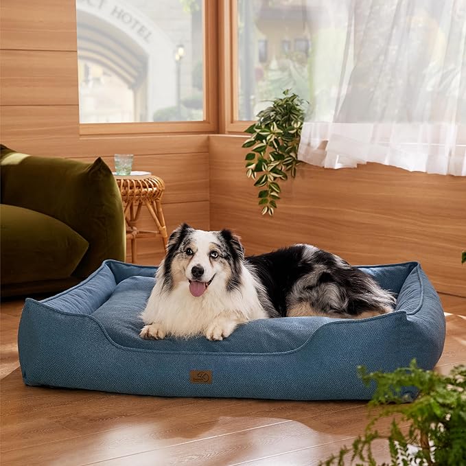 Bedsure Washable Dog Bed for Extra Large Dogs 42x30x10inches, Blue