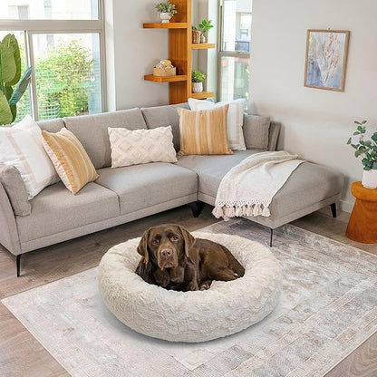 Best Friends by Sheri The Original Calming Donut Cat and Dog Bed in Lux Fur Oyster 36"