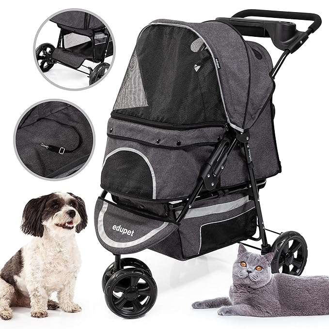 Pet Stroller: Grey & Black 55 lb 4 Swivel