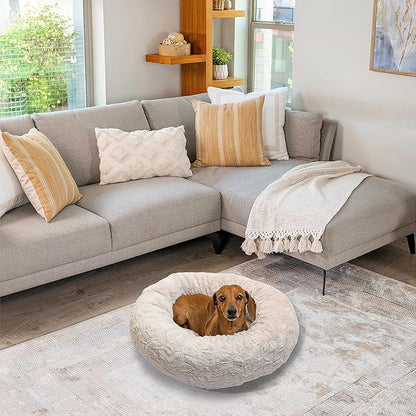 Best Friends by Sheri The Original Calming Donut Cat and Dog Bed in Lux Fur Oyster 23"