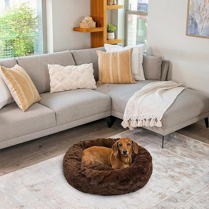 Best Friends by Sheri The Original Calming Donut Cat and Dog Bed in Lux Fur Dark Chocolate 23"
