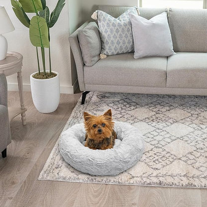 Best Friends by Sheri The Original Calming Donut Cat and Dog Bed in Lux Fur Gray 18"