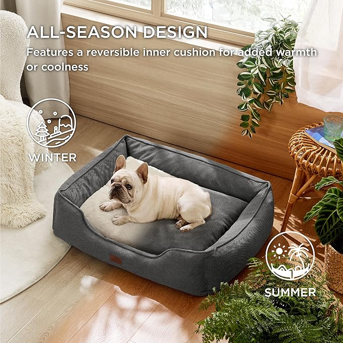 Bedsure Washable Dog Bed for Medium Dogs 30x24x9inches, Grey
