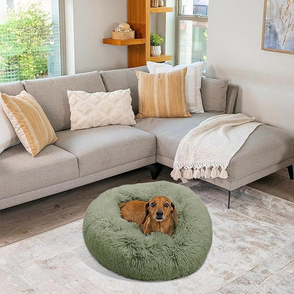 Best Friends by Sheri The Original Calming Donut Cat and Dog Bed in Shag Fur Sage 23"