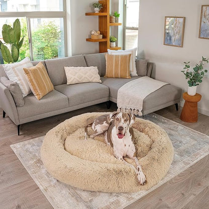 Best Friends by Sheri The Original Calming Donut Shag 2XL Dog Bed for Big Dogs 54"