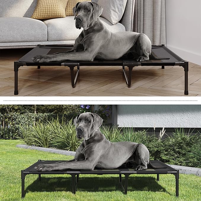 PETMAKER Elevated Dog Bed 48x36-Inch Portable 110lbs (Black)