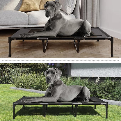 PETMAKER Elevated Dog Bed 48x36-Inch Portable 110lbs (Black)