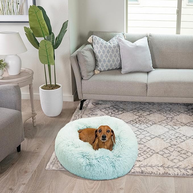 Best Friends by Sheri The Original Calming Donut Cat and Dog Bed in Shag Fur Baby Blue 23"