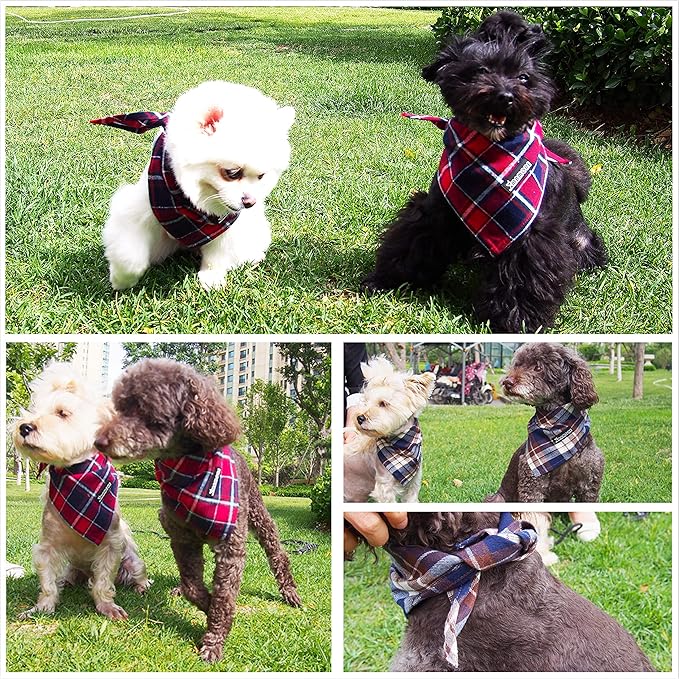 Adjustable Plaid Dog Bandanas 1PC Soft