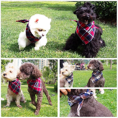 Adjustable Plaid Dog Bandanas 1PC Soft