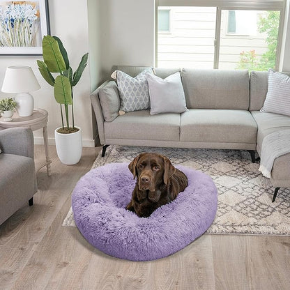 Best Friends by Sheri The Original Calming Donut Cat and Dog Bed in Shag Fur Lavender 36"