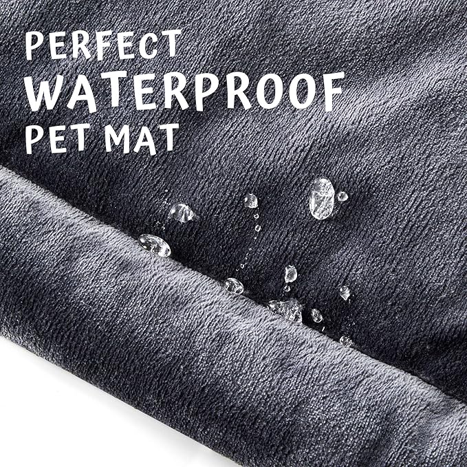 Allisandro Water-Proof Dog Bed, Washable Mat Crate Pad, Durable Pet Beds Soft Dog Mattress, Anti-Slip Kennel Pads for Dogs, Cats and Small Animal, Grey (47.2 x 27.6 Inches)