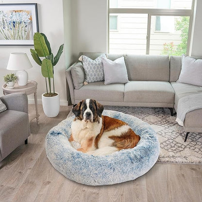 Best Friends by Sheri The Original Calming Donut Cat and Dog Bed in Shag Fur Denim 45"