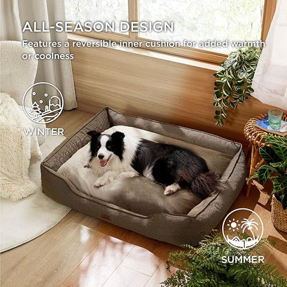 Bedsure Washable Dog Bed for Large Dogs 36x27x10inches, Brown