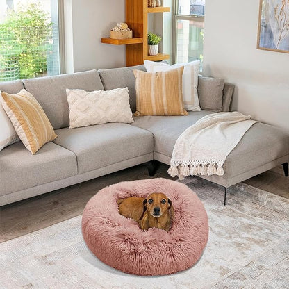 Best Friends by Sheri The Original Calming Donut Cat and Dog Bed in Shag Fur Dusty Rose 23"