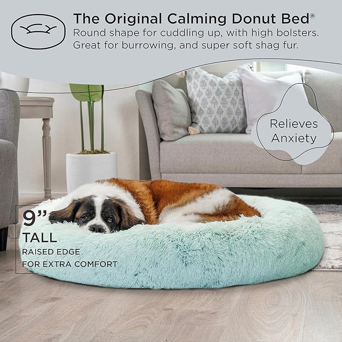 Best Friends by Sheri The Original Calming Donut Cat and Dog Bed in Shag Fur Baby Blue 45"