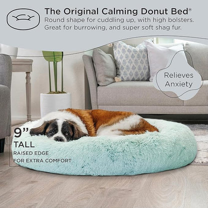 Best Friends by Sheri The Original Calming Donut Cat and Dog Bed in Shag Fur Baby Blue 45"