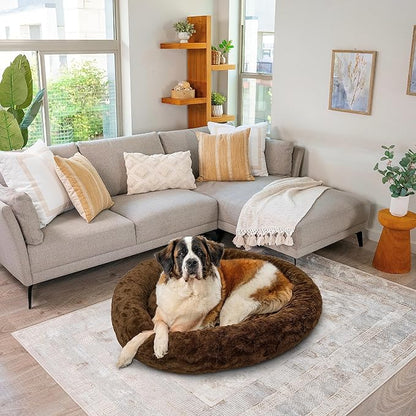 Best Friends by Sheri The Original Calming Donut Cat and Dog Bed in Lux Fur Dark Chocolate 45"