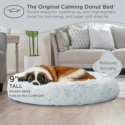 Best Friends by Sheri The Original Calming Donut Cat and Dog Bed in Shag Fur Frost 45"