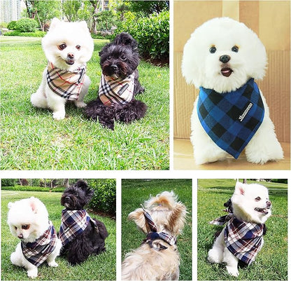 Adjustable Plaid Dog Bandanas 1PC Soft