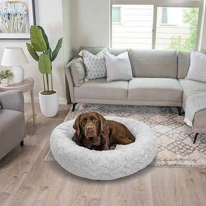 Best Friends by Sheri The Original Calming Donut Cat and Dog Bed in Lux Fur Gray 36"