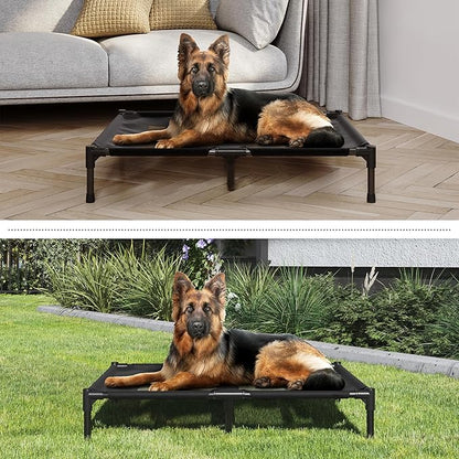 PETMAKER Elevated Dog Bed 36x30-Inch Portable 80lbs (Black)