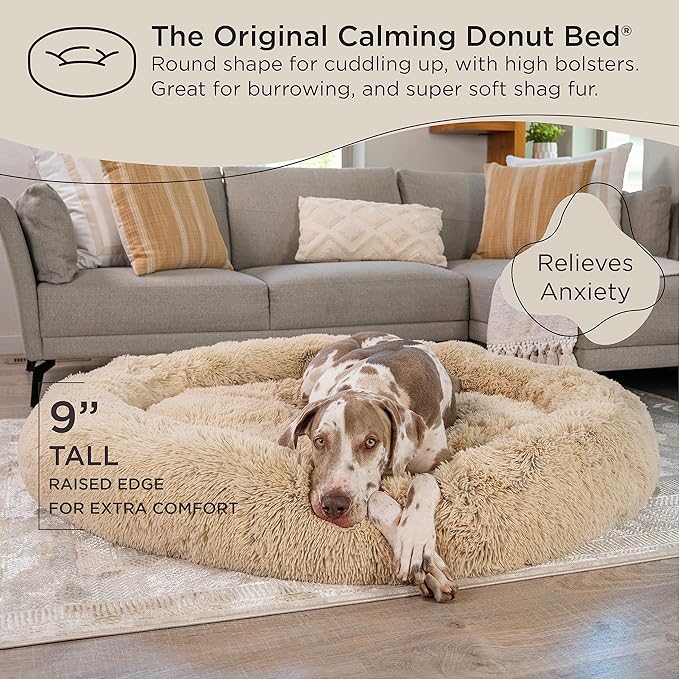 Best Friends by Sheri The Original Calming Donut Shag 2XL Dog Bed for Big Dogs 54"