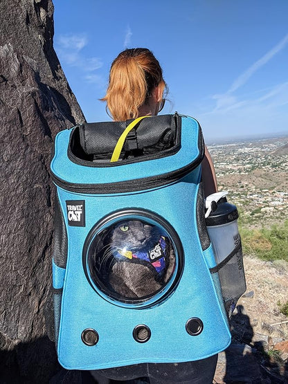 Fat Cat Backpack Carrier - Airline Approved Cat Carrier with Space Capsule Bubble for for Small Cats, Kitten - Premium Aqua Cat Carrier Backpack for Outdoor, Travel, Hiking, Pet Supplies