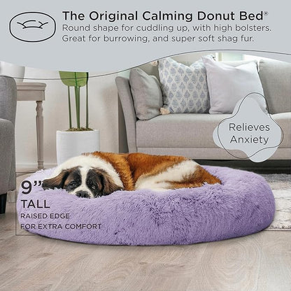 Best Friends by Sheri The Original Calming Donut Cat and Dog Bed in Shag Fur Lavendar 45"