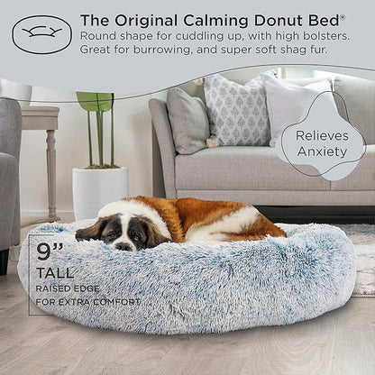 Best Friends by Sheri The Original Calming Donut Cat and Dog Bed in Shag Fur Denim 45"