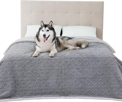 Bedsure Waterproof Dog Blankets for Bed 86x108, Grey