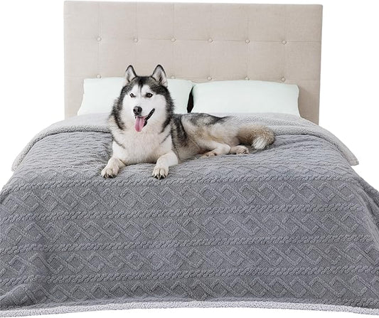 Bedsure Waterproof Dog Blankets for Bed 86x108, Grey