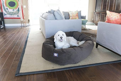 Majestic Pet 52 Inch Suede Calming Dog Bed Washable – Cozy Soft Round Dog Bed with Spine Support for Dogs to Rest their Head 52x35x11 (Inch)