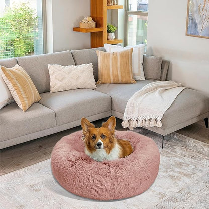 Best Friends by Sheri The Original Calming Donut Cat and Dog Bed in Shag Fur Dusty Rose 30"
