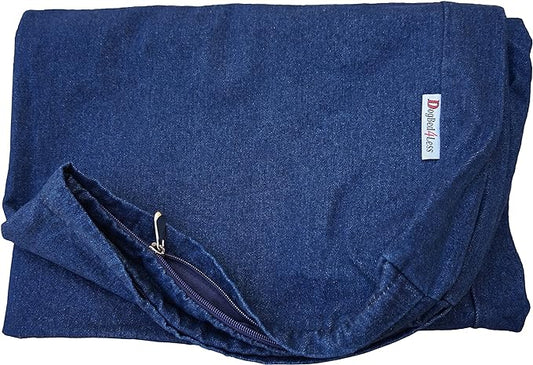 Dogbed4less 35X20X4 Inch Small Medium Durable Blue Color Denim Jean Cotton Dog Pet Bed External Zipper Cover