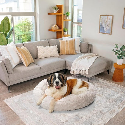 Best Friends by Sheri The Original Calming Donut Cat and Dog Bed in Lux Fur Oyster 45"